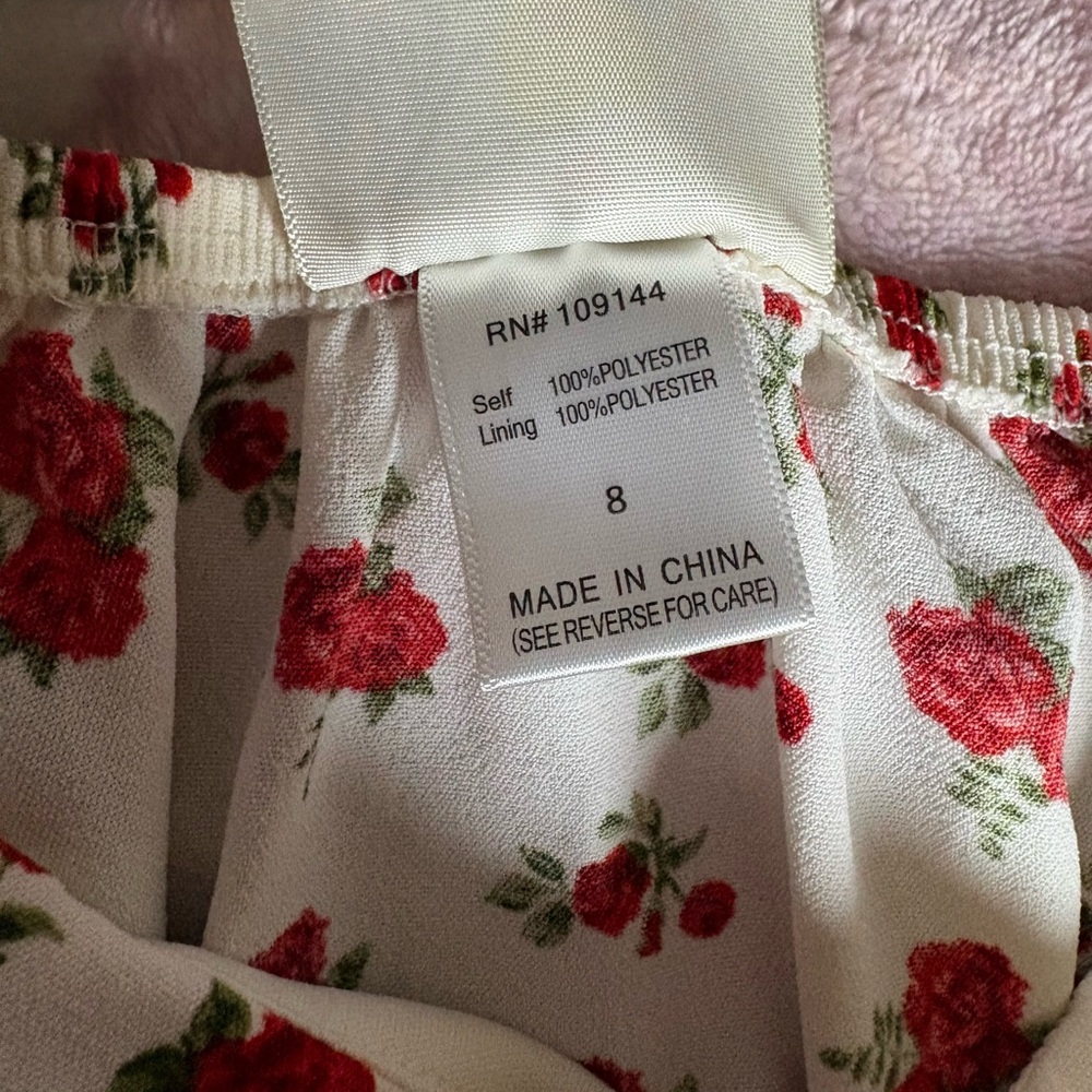 Charming Red Floral Kids Dress - Picture 3 of 4